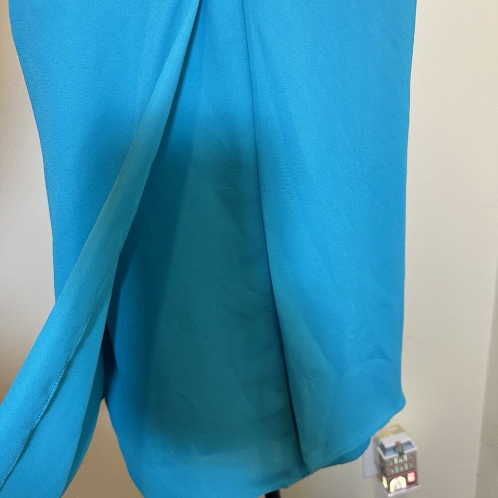 Cynthia Rowley Blouse Top Women’s Size Small Teal Blue Green Tank Sleeve Flowey - Picture 5 of 12